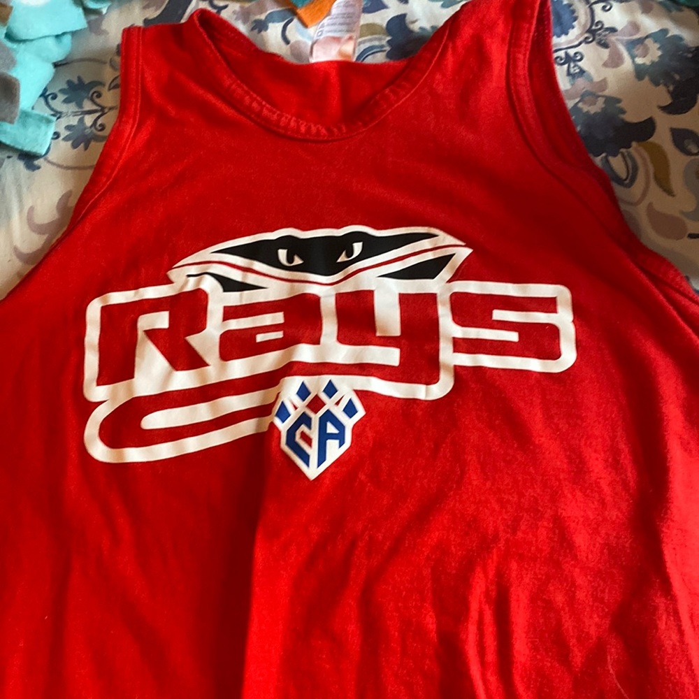 Stingrays and cheer athletics red tank top